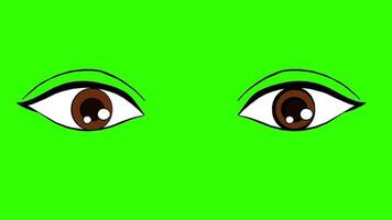 personagem personagem olhos piscando, ciclo animação em verde tela fundo livre video