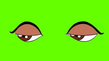 Character character eyes blinking , loop animation on green screen background video