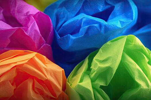Colorful crumpled wrapping paper photo