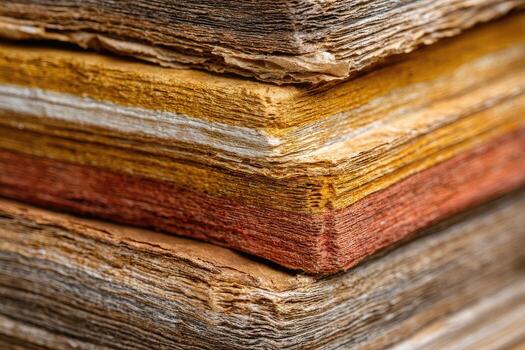 Aged Book Stack Close-up photo