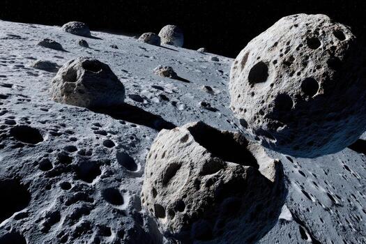 Asteroids impacting a lunar surface photo