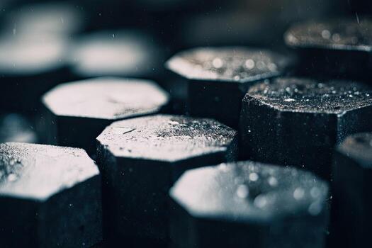 Close-up view of hexagonal metal pieces photo
