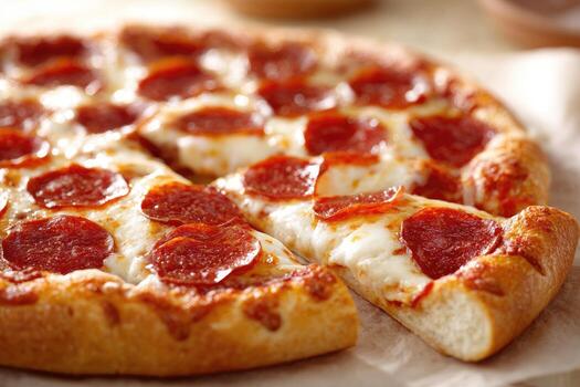 Pepperoni pizza slices on paper photo