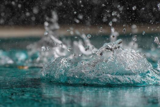 Water splash in teal pool photo