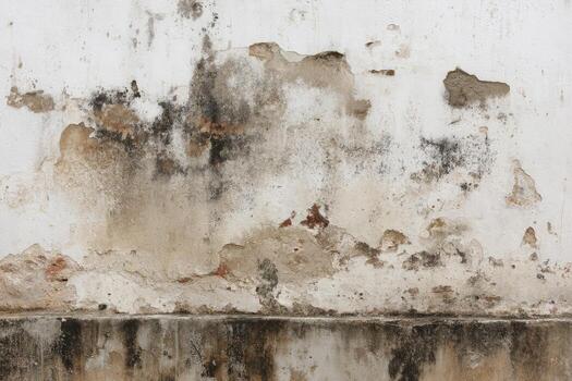 Weathered white wall with deteriorated plaster photo