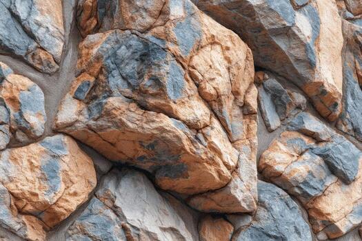 de cerca ver de bruto, texturizado rock formaciones con variado tonos de naranja, gris, y beige foto