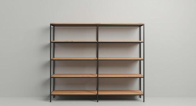 Rectangular Structure, Shelves with Linear Forms, Minimalist Composition. photo