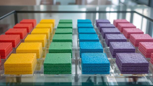 formación de texturizado cubitos, vistoso abstracción, texturizado bloques, geométrico acuerdo. foto