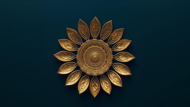 Golden Bloom. An Ornamental Design, A Circular Array of Petallike Forms. photo