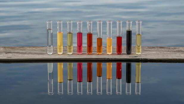 Gradient of Liquids Reflections on Water, An Abstract Study of Color and Form. photo