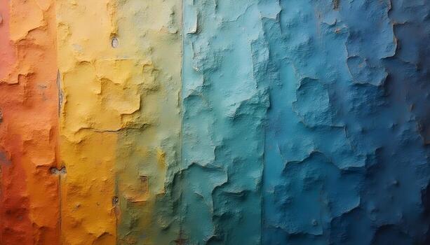 a painted wall with a rainbow painted on it photo