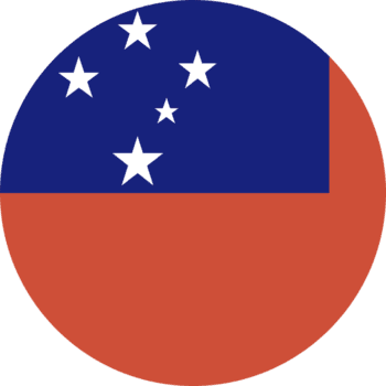 Samoa flag round emblem design element. Flag of Samoa badge, button. Samoa flag icon, sticker in a circle shape. png