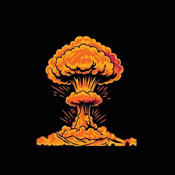 Atomic bomb explosion with dust and gas clouds and energy release trail illustration design vector