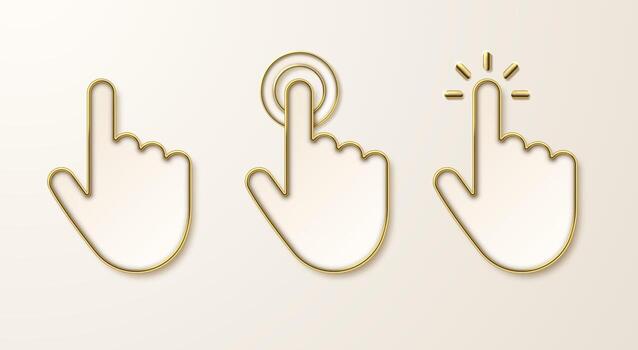 Three hand icons with different gestures vector