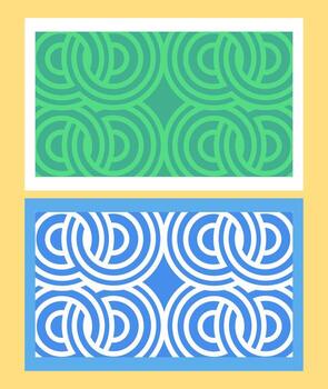 Infinity round pattern background set. Two color options.green tones and blue and white. vector