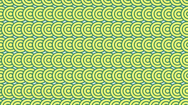 repeating circles pattern,overlapping pattern of concentric circle lines. The design uses a fresh palette of lime yellow and deep teal, making it a versatile, clean graphic element. vector