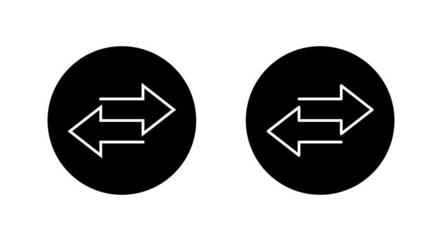Exchange arrow icon in black circle. Two way arrows symbol. Data transfer sign vector