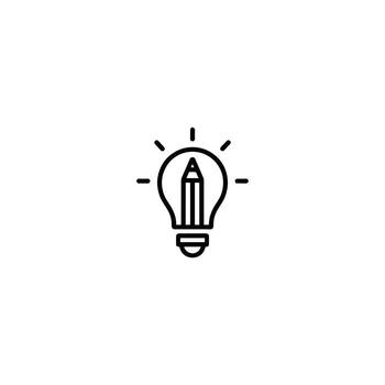 Creative Thinking A Lightbulb Icon Symbolizing Idea Generation and Innovation With a Pencil Representing Writing and Drawing vector