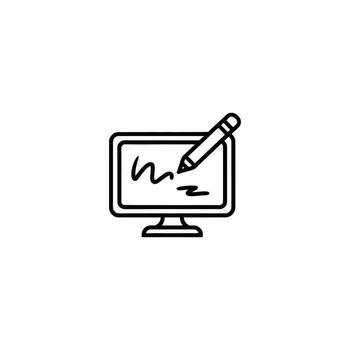 Digital Art Creation Icon A Symbolic Representation of Creative Tools and Digital Expression on a Computer Screen vector