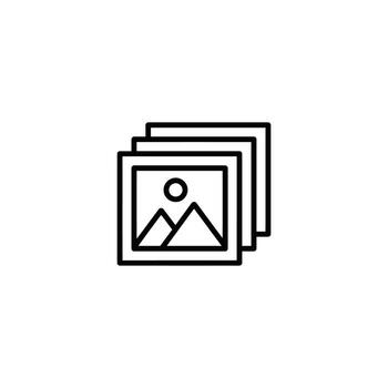 Stacked Mountain Landscape Photo Collection a Simple Icon Representation Black and White Images in an Overlapping Arrangement Square Design vector