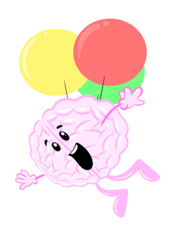 brain with balloons on transparent background png