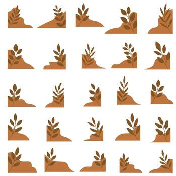 Stylized leaf and soil graphic patterns vector