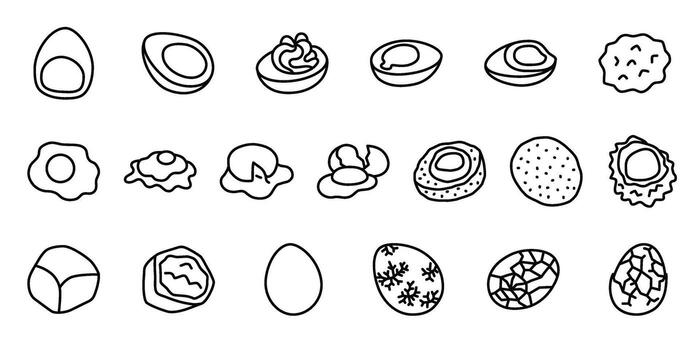 A Collection of Different Cooked Egg Line Icon vector