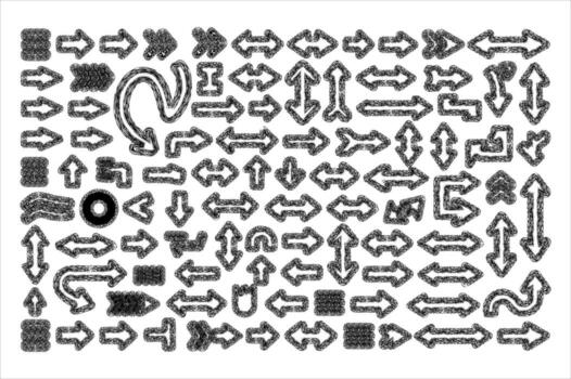 Diverse collection of hand-drawn style arrow graphics for directional cues and design elements vector