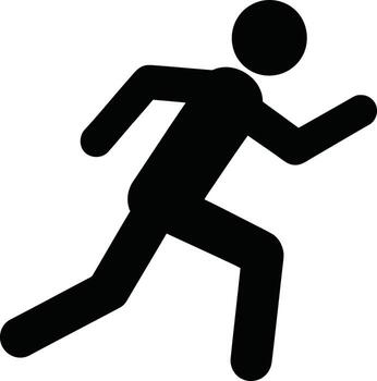 Running person silhouette representing movement and physical activity in motion. vector