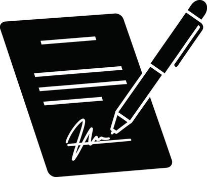 Signing a Document with a Pen Contract Agreement and Signature. vector
