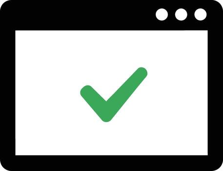 Green Checkmark on White Screen within a Browser Window. vector