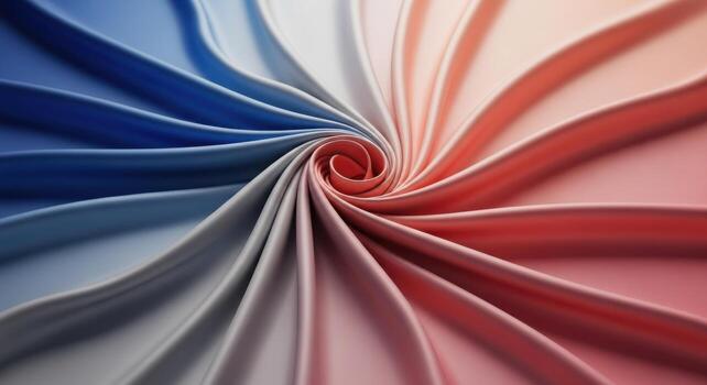 Swirl of vibrant fabric swatches showcasing a spectrum of blues grays and warm reds and pinks photo