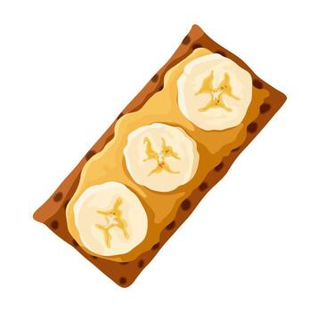 galleta bocadillo con maní mantequilla y plátano rebanadas ilustración aislado en blanco antecedentes vector