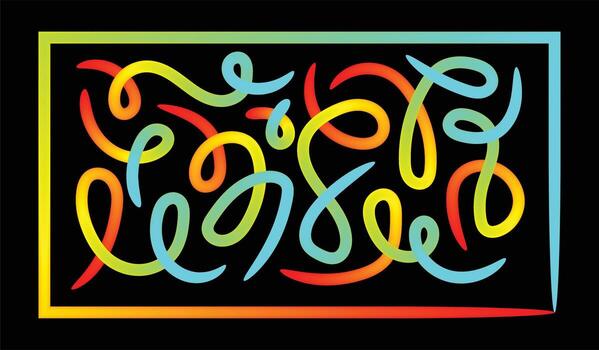 Abstract Colorful Gradient Swirls in Rectangular Frame Modern Creative Design Element vector