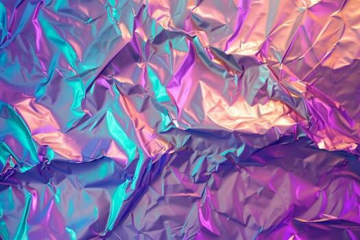 Image of Holographic iridescent effect foil material. Texture for background usage photo