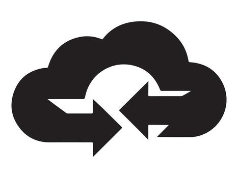 Abstract cloud sync arrows design in silhouette style vector
