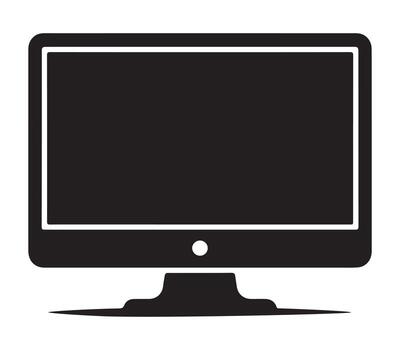 Modern desktop computer silhouette icon with clean lines vector