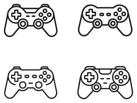 colección de juego controlador contornos en silueta estilo vector