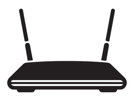 Modern router with antenna icon in a clean silhouette design vector