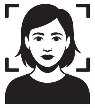 Abstract human face recognition silhouette with digital network elements vector