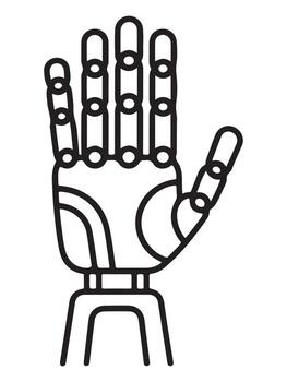 Futuristic robot hand ai outline design with circuitry and data flow silhouette vector