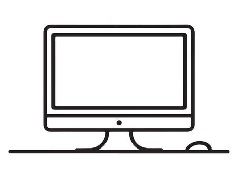 Modern desktop computer outline silhouette for technology and design vector