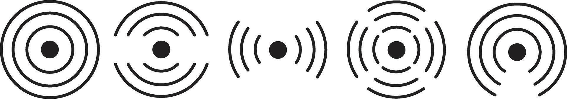 Pulse circular wave set on a transparent background vector