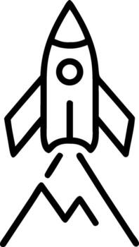contorno cohete icono lanzamiento a espacio para negocio puesta en marcha o proyecto vector