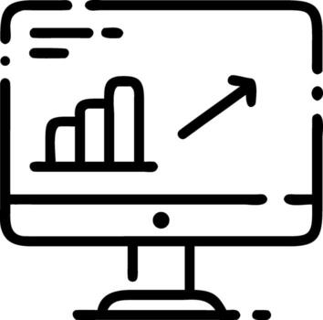 Computer monitor showing increasing bar chart graphic icon vector