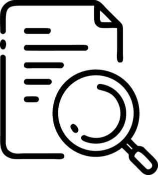 Document search icon magnifying glass paper sheet outline transparent background vector