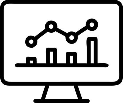 Monitor with business chart, data analysis display, financial statistics screen vector