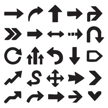 clasificado flechas colección un variedad de direccional indicadores señalando el camino en diferente direcciones y estilos para gráfico diseño propósitos vector