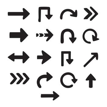 diverso flecha colección Compilacion de direccional gráficos presentando clasificado estilos y orientaciones enfatizando moderno navegación y usuario interfaz diseño elementos vector