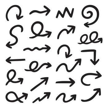 Hand Drawn Arrow Collection Whimsical and Playful Directional Elements for Creative Projects and Designs with a Touch of Artistic Flair vector